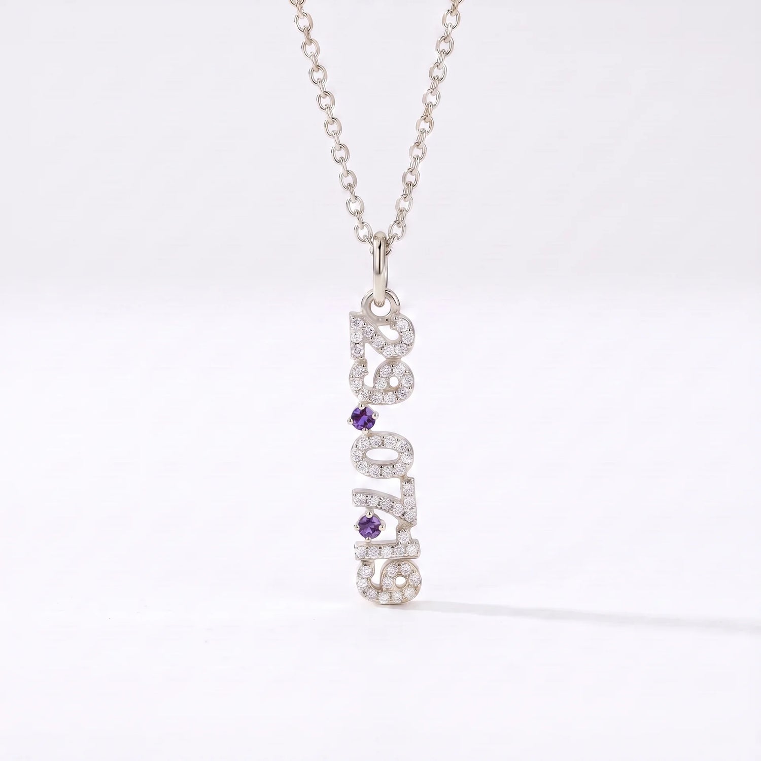 Mini Pave Date Necklace (Vertical)