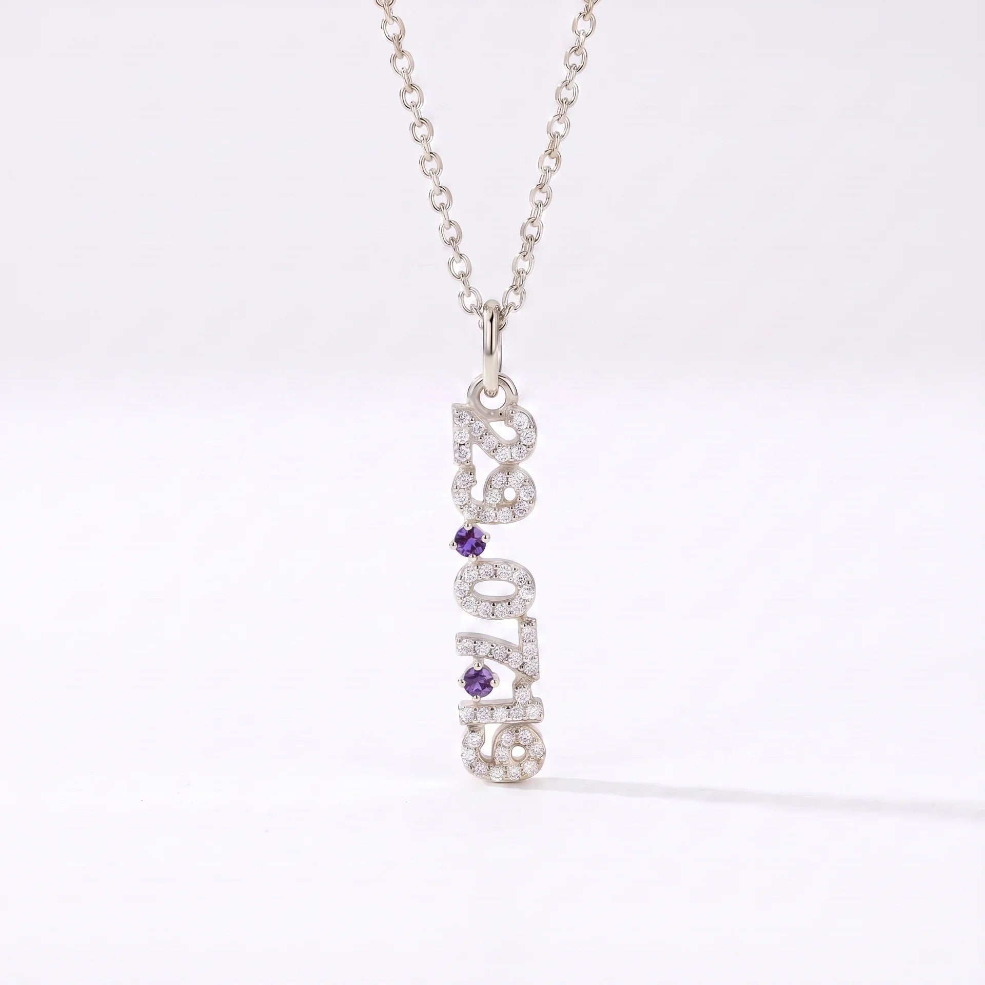 Mini Pave Date Necklace (Vertical)