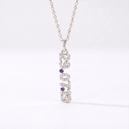 Mini Pave Date Necklace (Vertical)