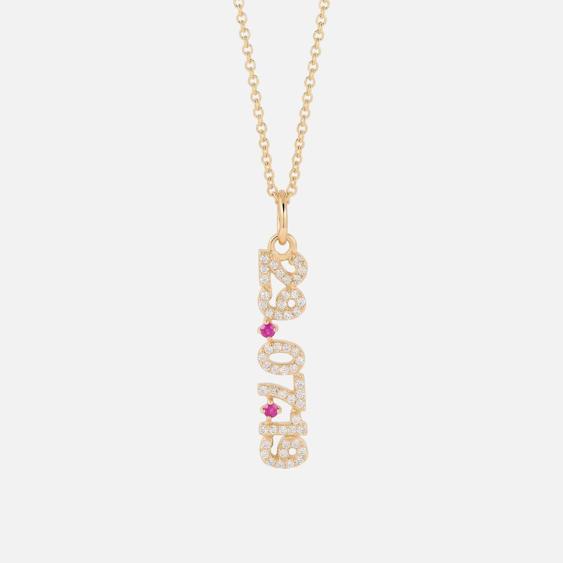 Mini Pave Date Necklace (Vertical)