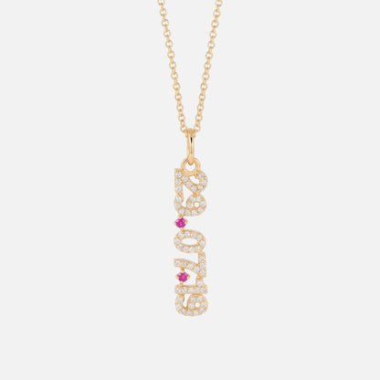 Mini Pave Date Necklace (Vertical)