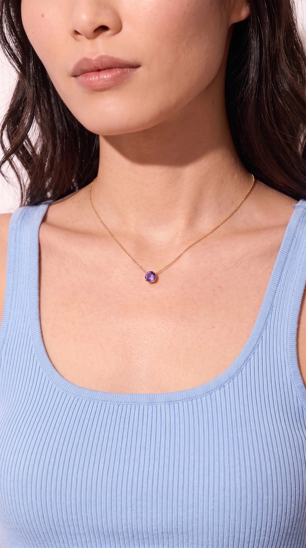 Solitaire Bezel Birthstone Necklace