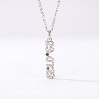 Mini Pave Date Necklace (Vertical)