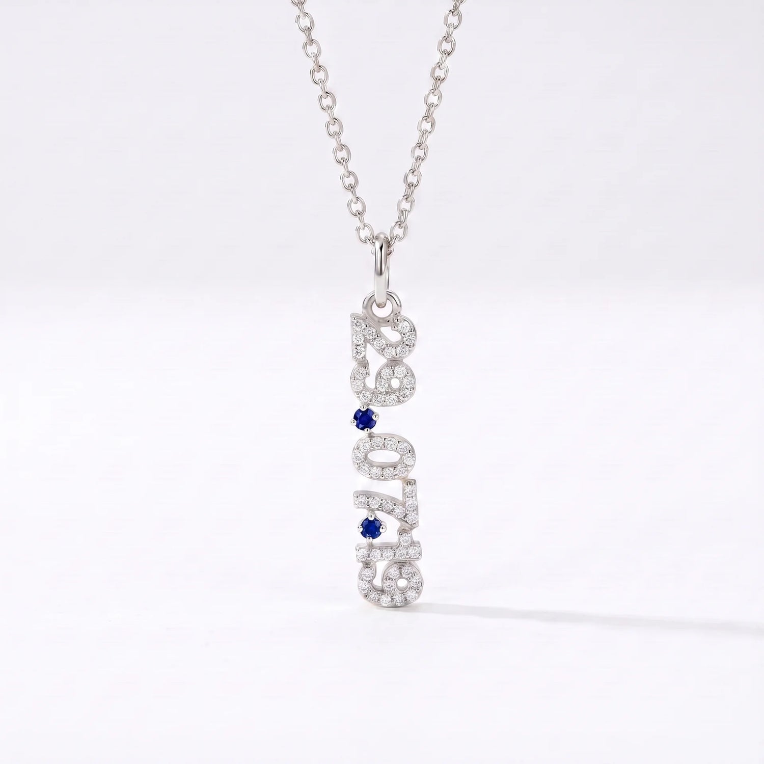 Mini Pave Date Necklace (Vertical)