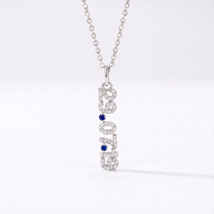 Mini Pave Date Necklace (Vertical)