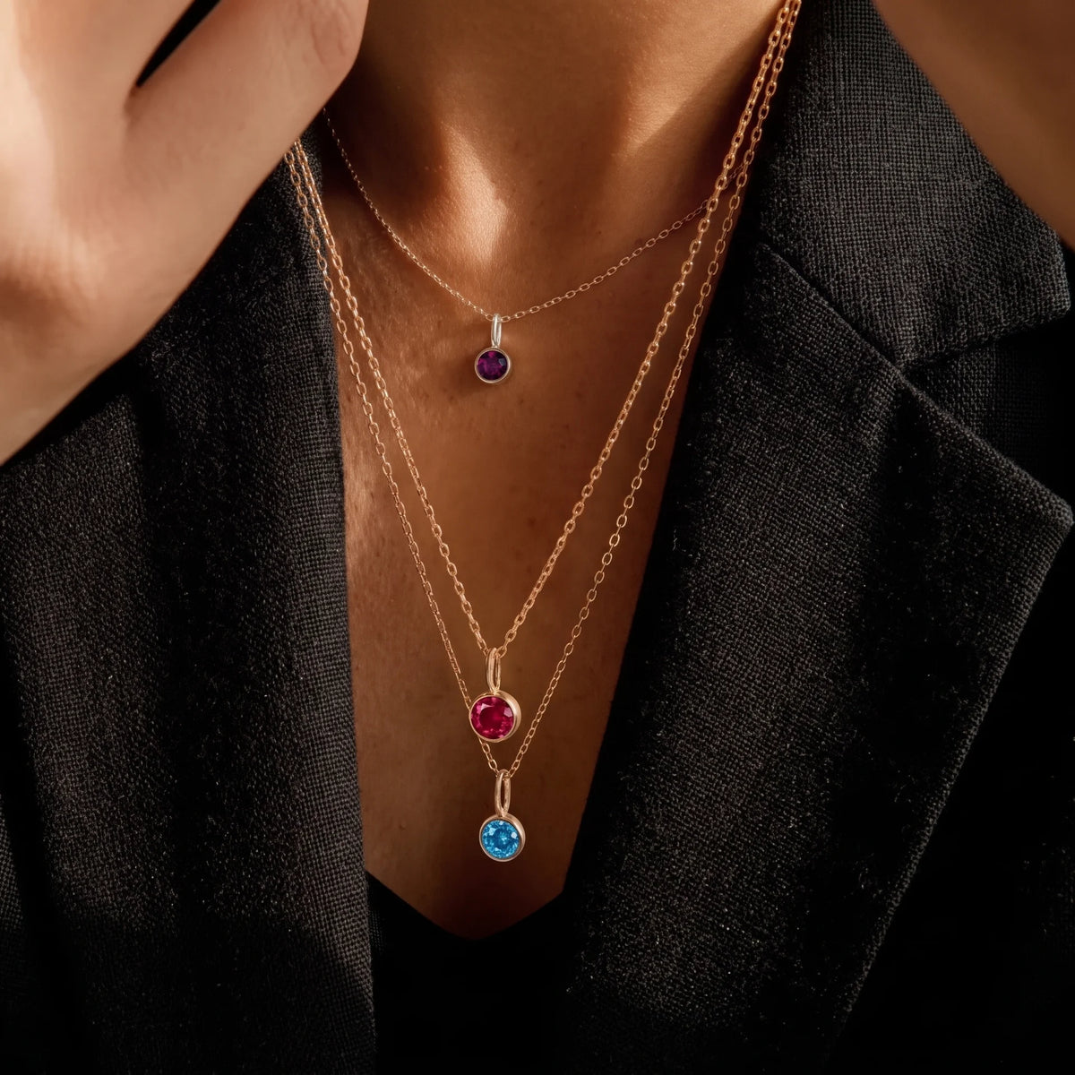 Suspended Birthstone Necklace (14k Gold-Plated)