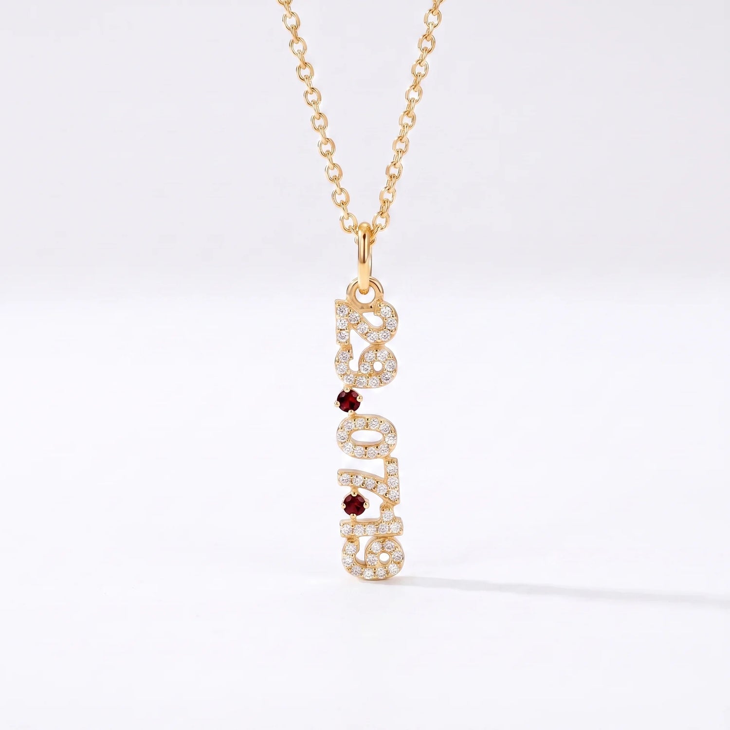 Mini Pave Date Necklace (Vertical)