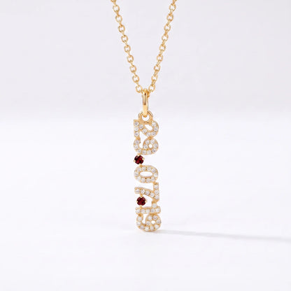 Mini Pave Date Necklace (Vertical)