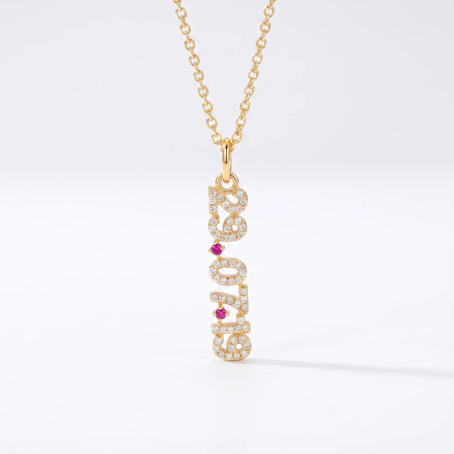Mini Pave Date Necklace (Vertical)