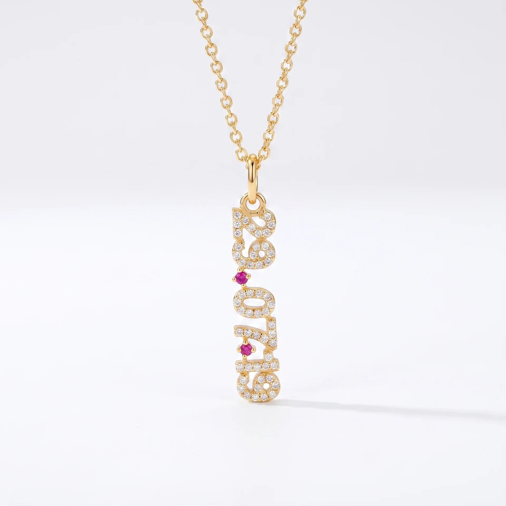 Mini Pave Date Necklace (Vertical)
