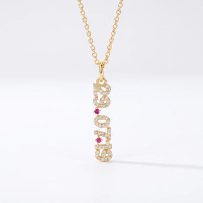 Mini Pave Date Necklace (Vertical)