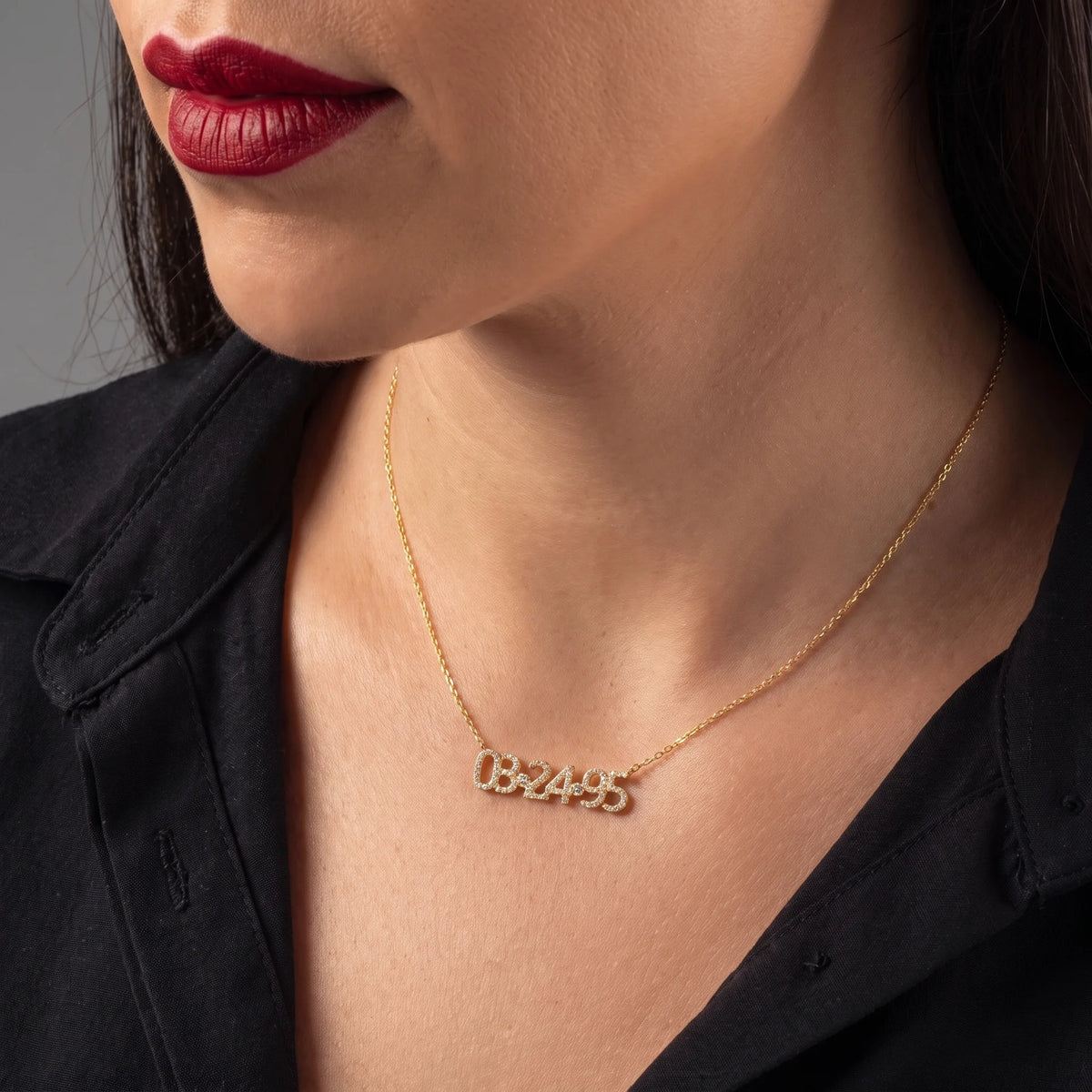 ICED Pave Custom Date Necklace (Horizontal)
