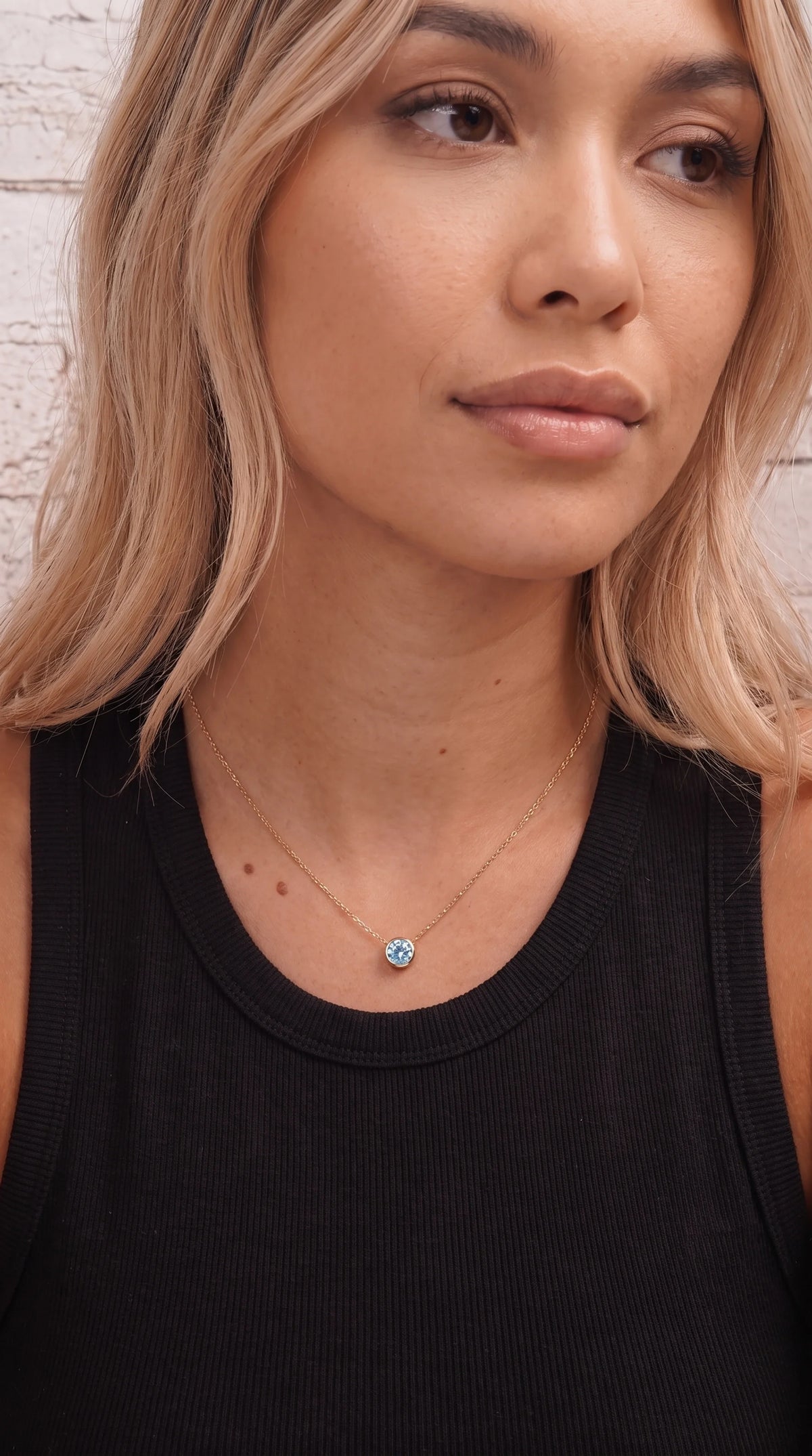 Solitaire Bezel Birthstone Necklace