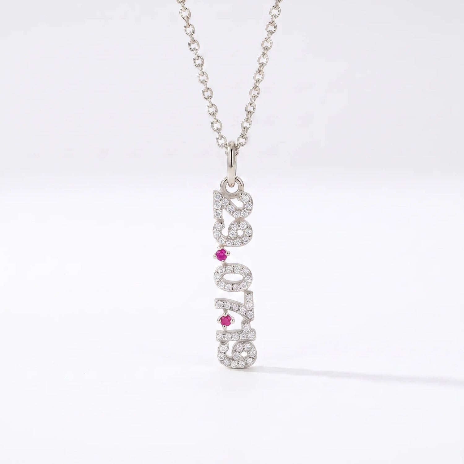 Mini Pave Date Necklace (Vertical)