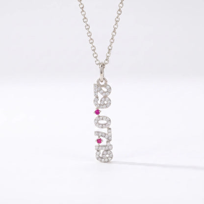 Mini Pave Date Necklace (Vertical)