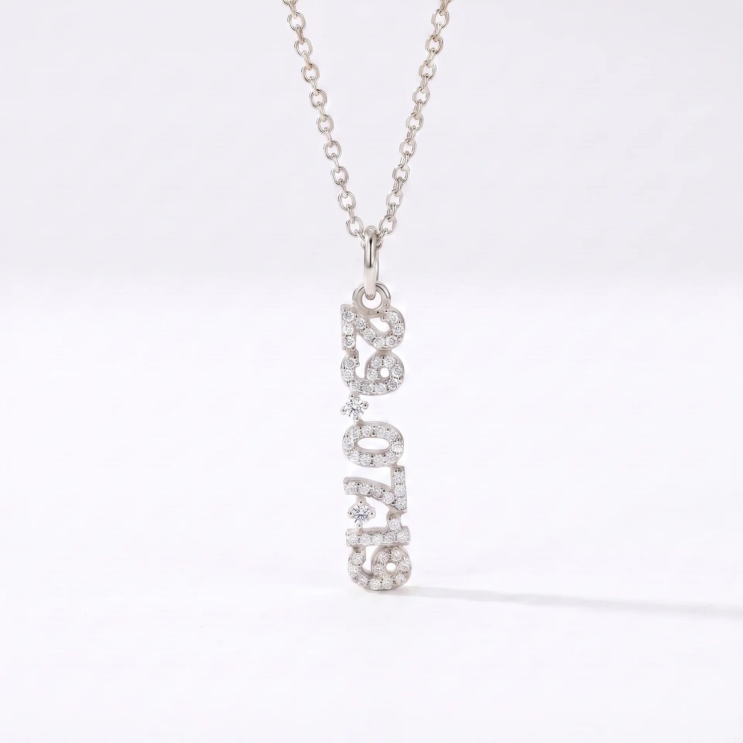 Mini Pave Date Necklace (Vertical)