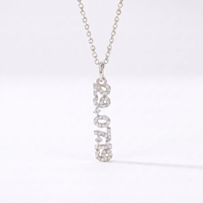 Mini Pave Date Necklace (Vertical)