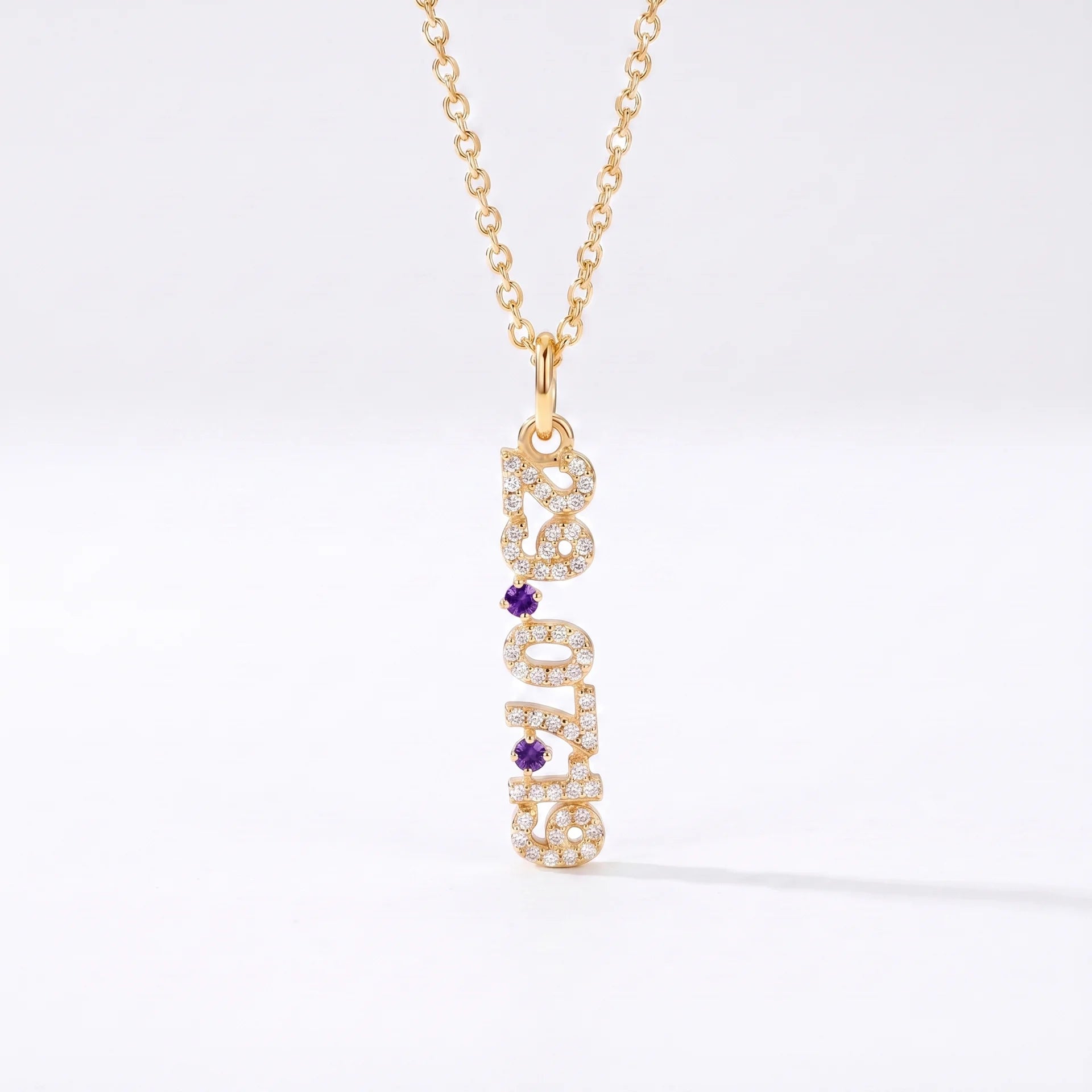 Mini Pave Date Necklace (Vertical)
