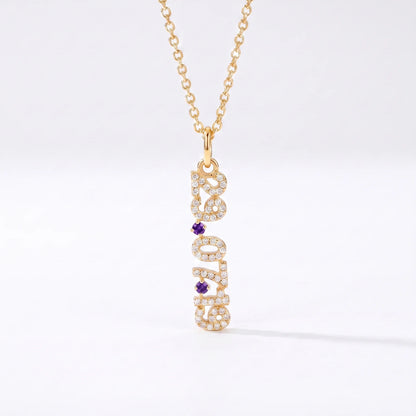 Mini Pave Date Necklace (Vertical)