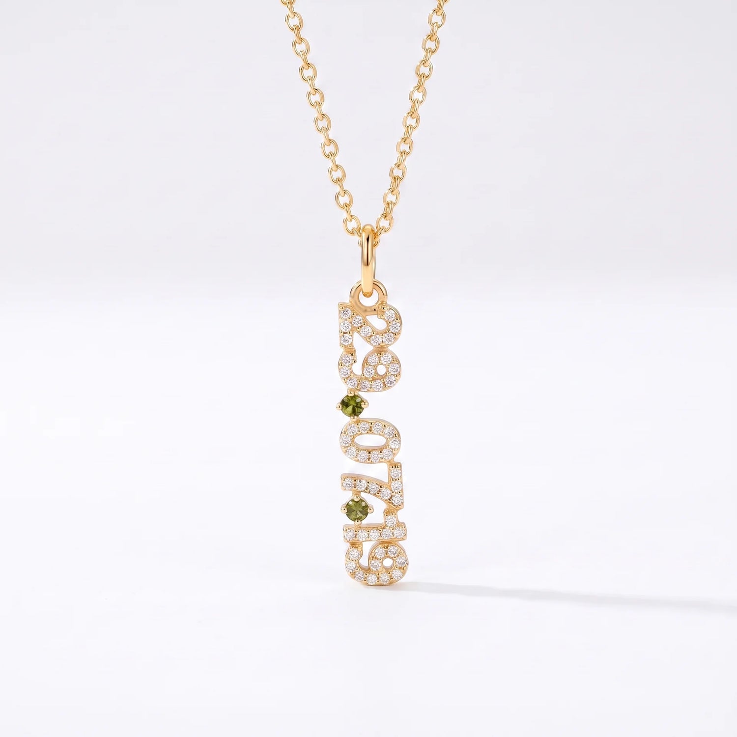 Mini Pave Date Necklace (Vertical)