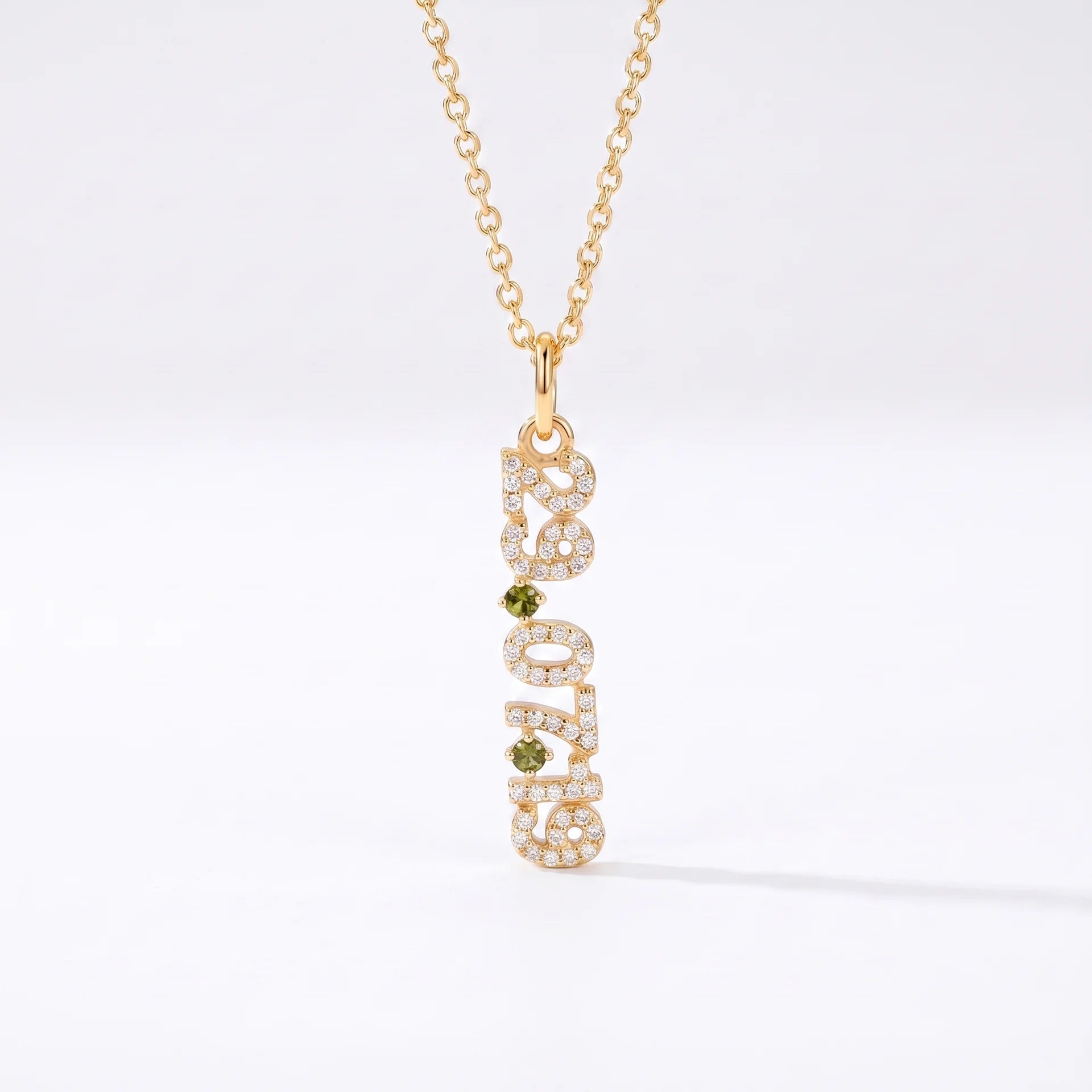 Mini Pave Date Necklace (Vertical)