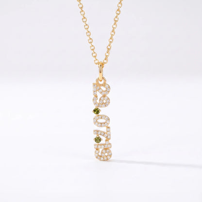 Mini Pave Date Necklace (Vertical)