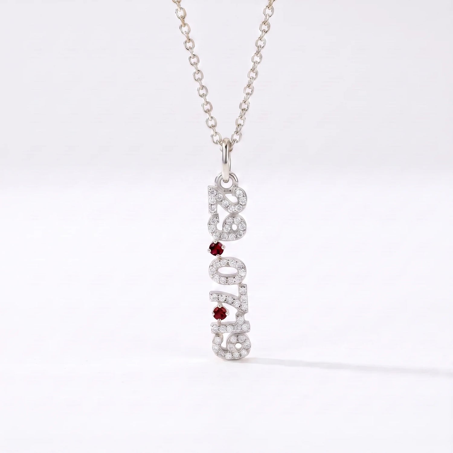 Mini Pave Date Necklace (Vertical)