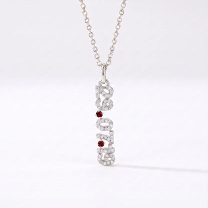 Mini Pave Date Necklace (Vertical)