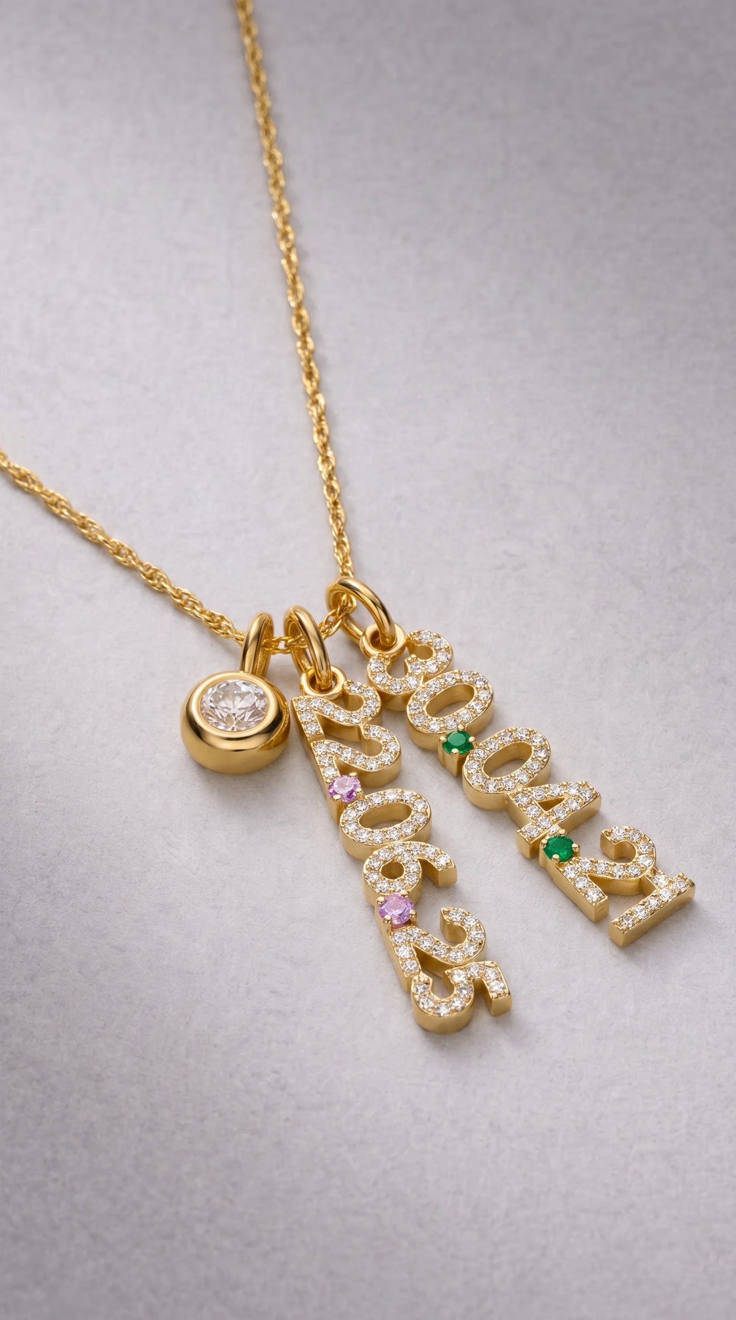 Mini Pave Date Necklace (Vertical)