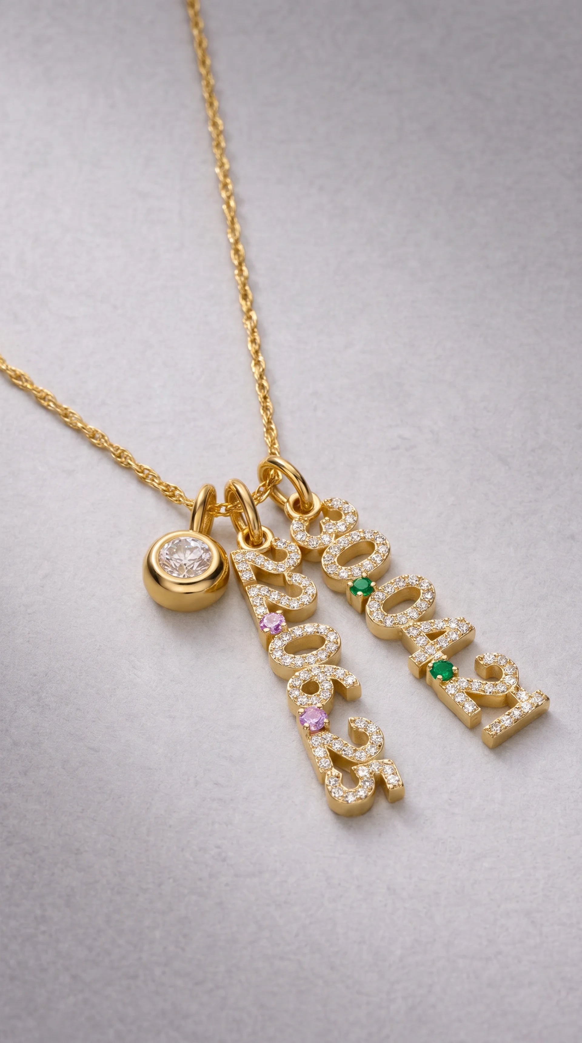 Mini Pave Date Necklace (Vertical)