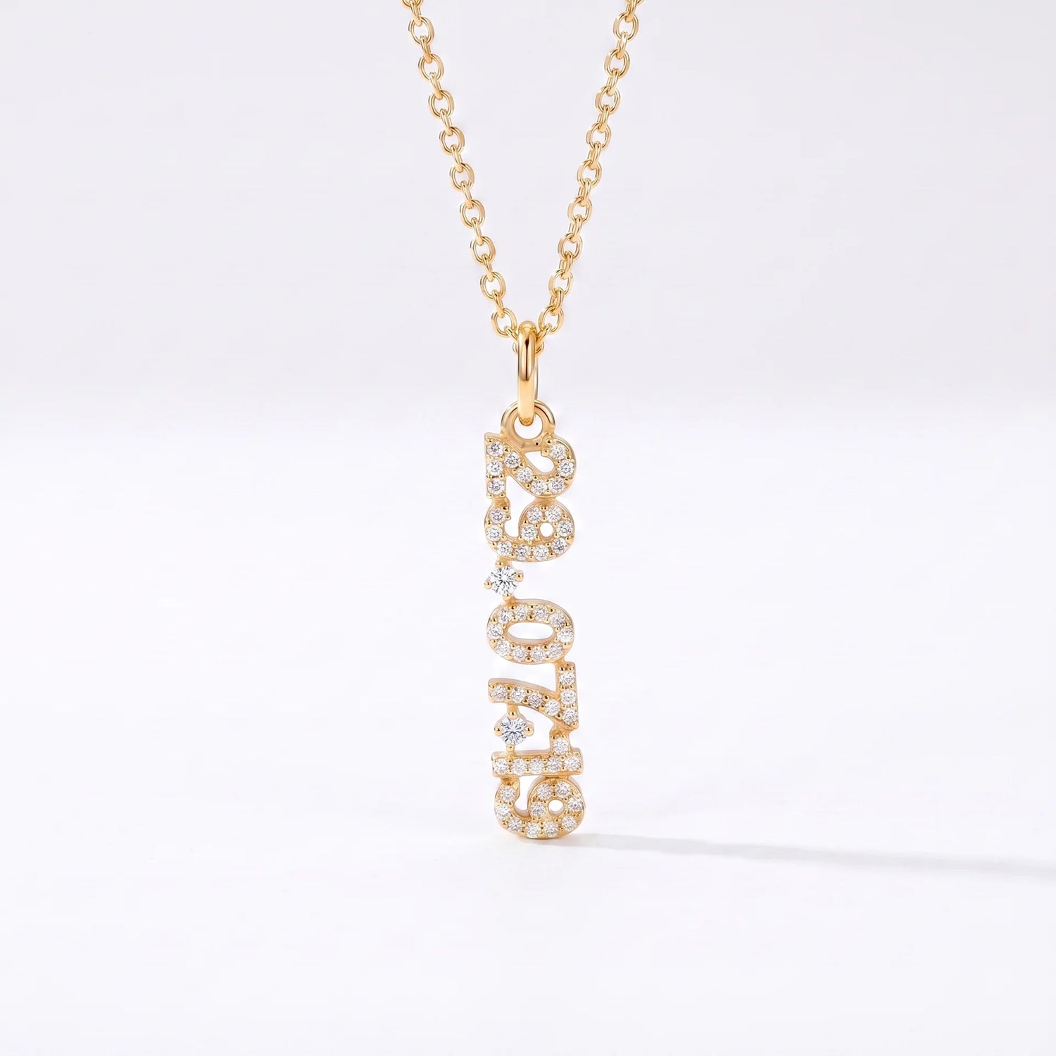 Mini Pave Date Necklace (Vertical)