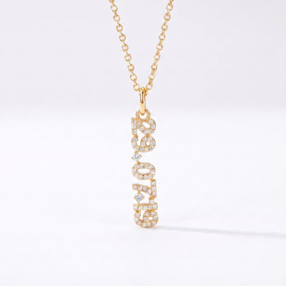 Mini Pave Date Necklace (Vertical)