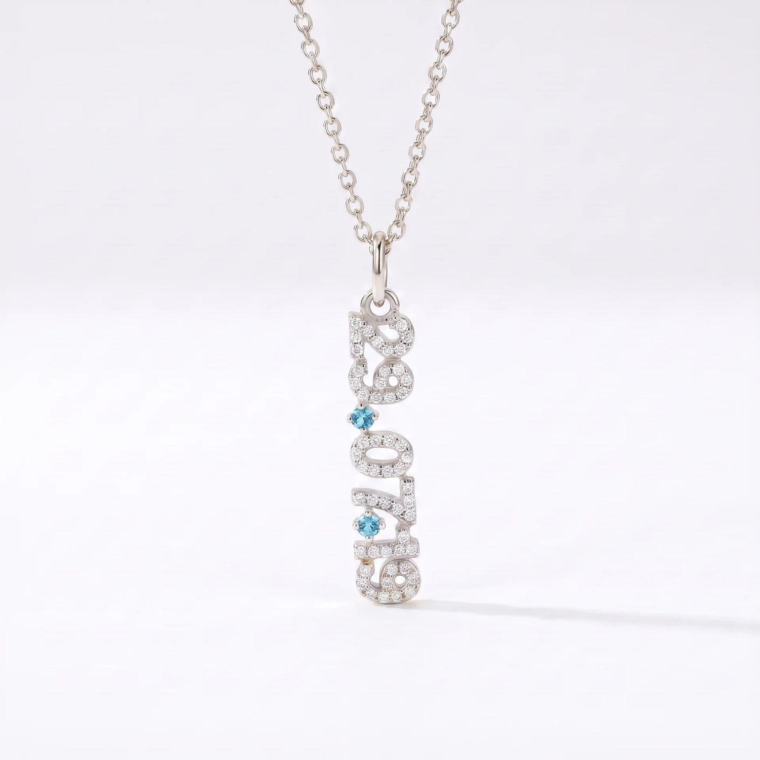 Mini Pave Date Necklace (Vertical)