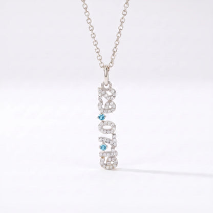 Mini Pave Date Necklace (Vertical)