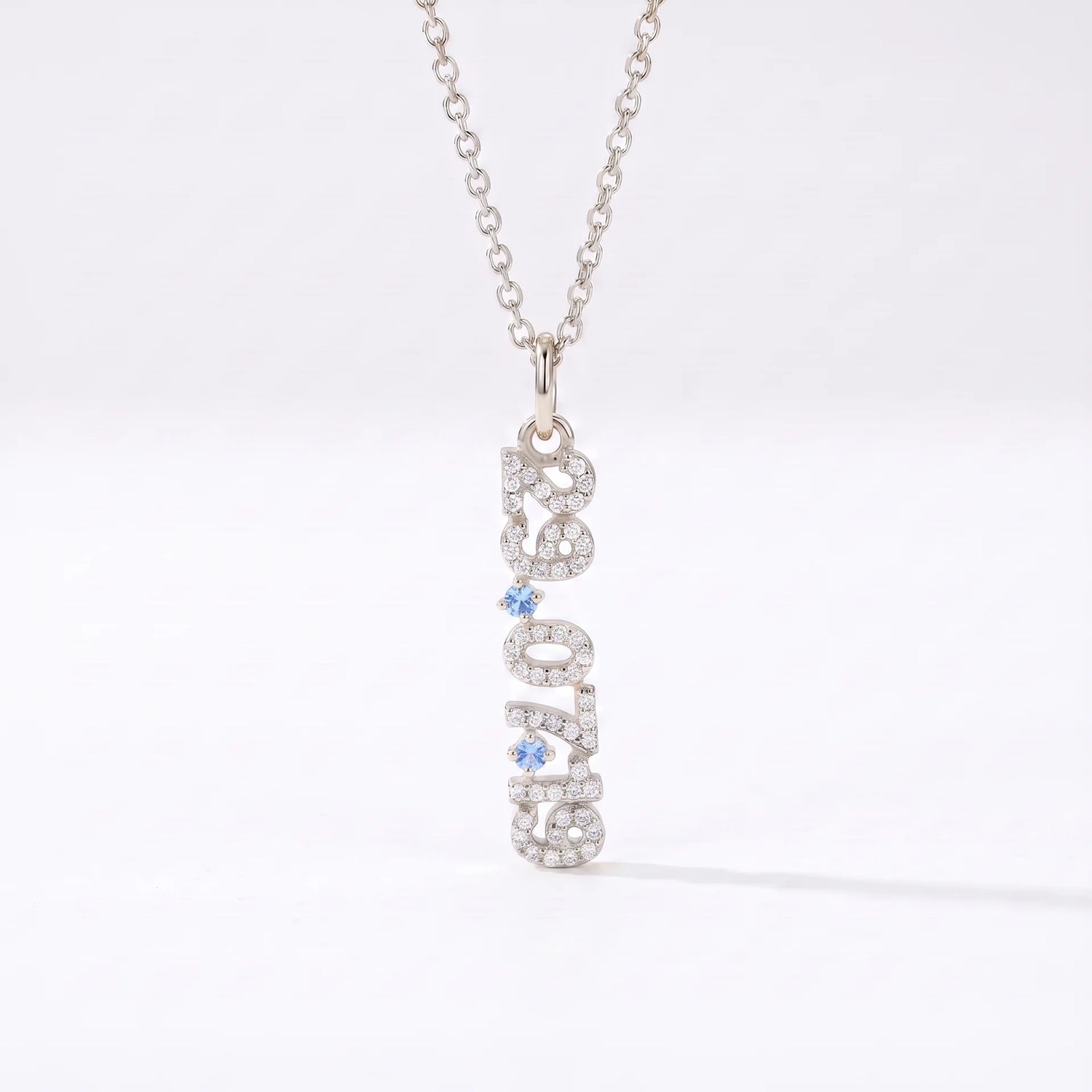 Mini Pave Date Necklace (Vertical)