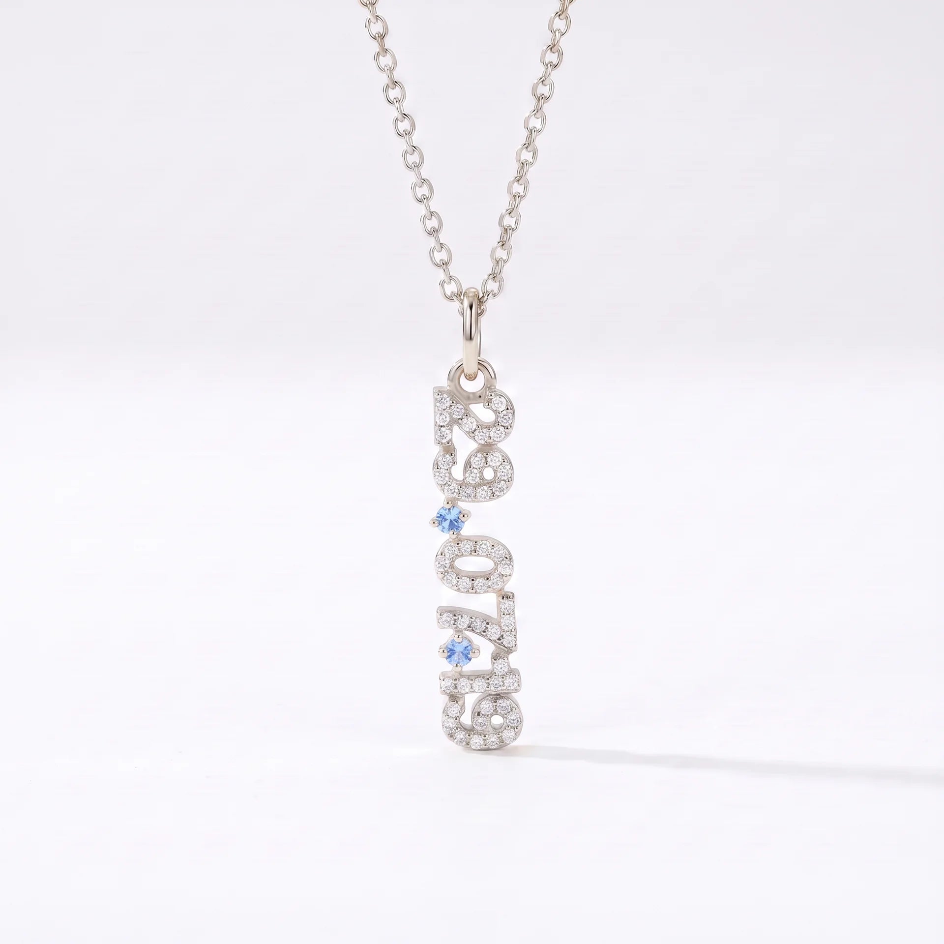 Mini Pave Date Necklace (Vertical)