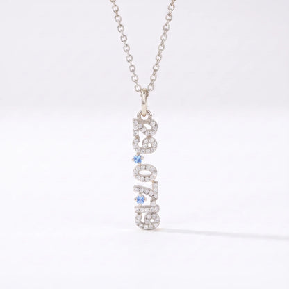 Mini Pave Date Necklace (Vertical)