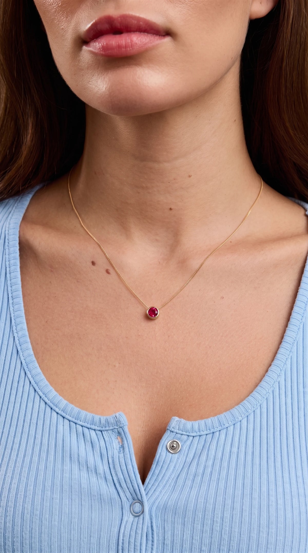 Solitaire Bezel Birthstone Necklace