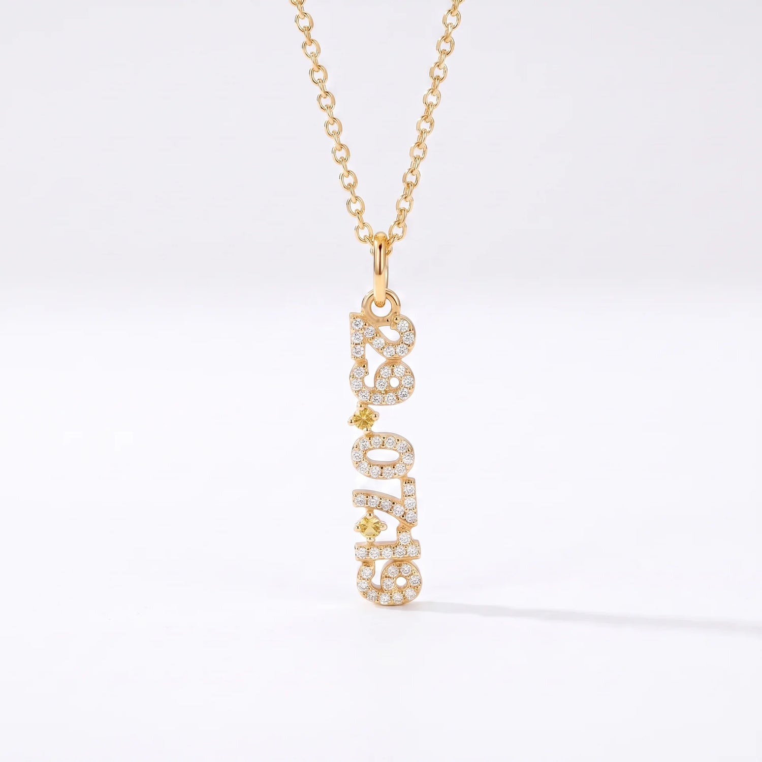 Mini Pave Date Necklace (Vertical)