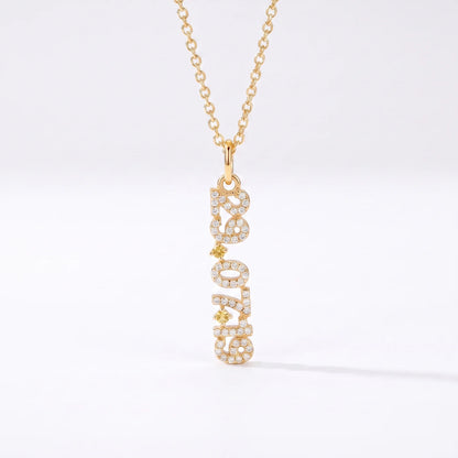 Mini Pave Date Necklace (Vertical)