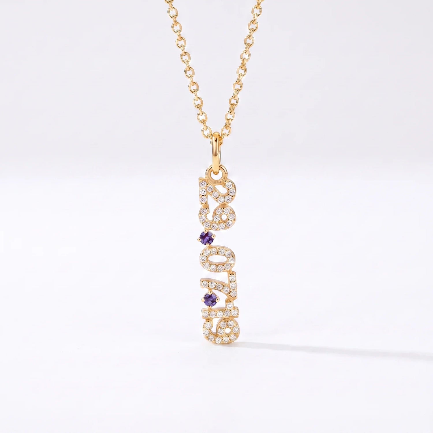 Mini Pave Date Necklace (Vertical)