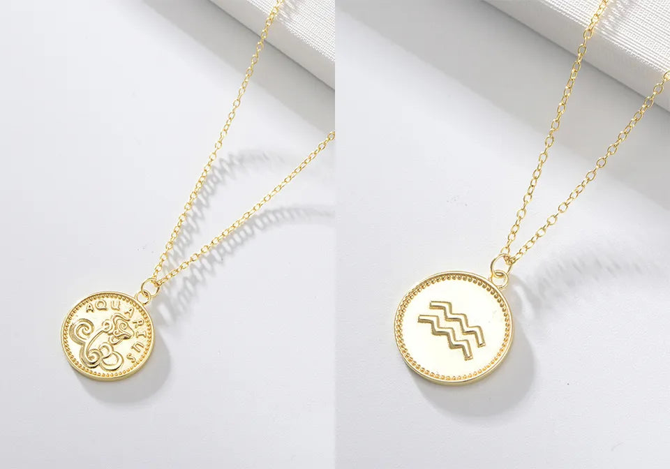 Zodiac Vermeil Coin Pendant